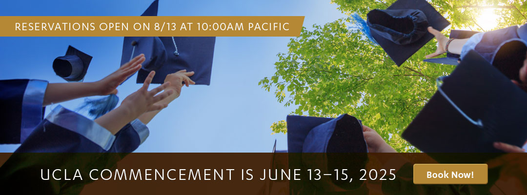 Commencement is June 13-15, 2025. Booking window opens on August 13 at 10:00 am pacific.
